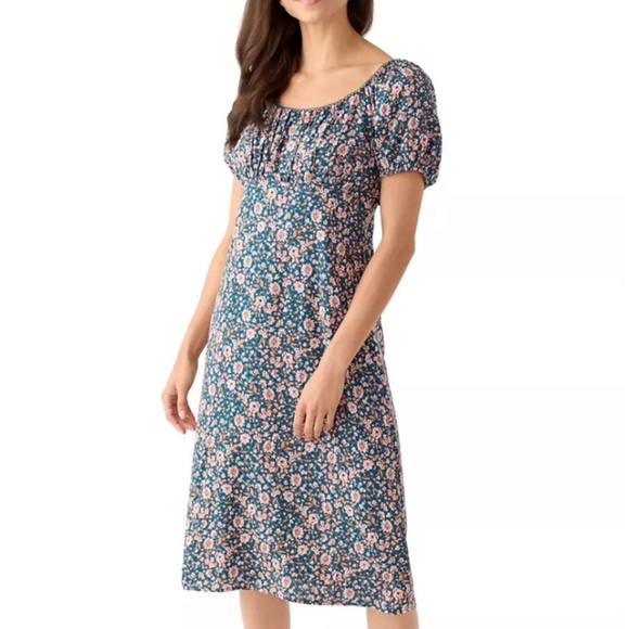 As U Wish Dresses & Skirts - As U Wish Navy Floral Midi Dress w/ Open Back Tie S
